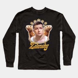 Zelensky Ukraine // Retro Fan Art Design Long Sleeve T-Shirt